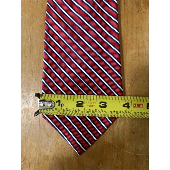 Brooks Brothers Makers Silk Tie Woven In England Hand Made USA Red Blue Stripe - Picture 3 of 6